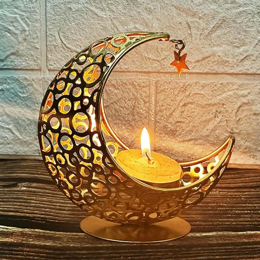 Moon Shaped Metal Incense Burner Decoration Golden Living Room Desktop Aromatherapy Stove Middle Eastern Ornament Decoration