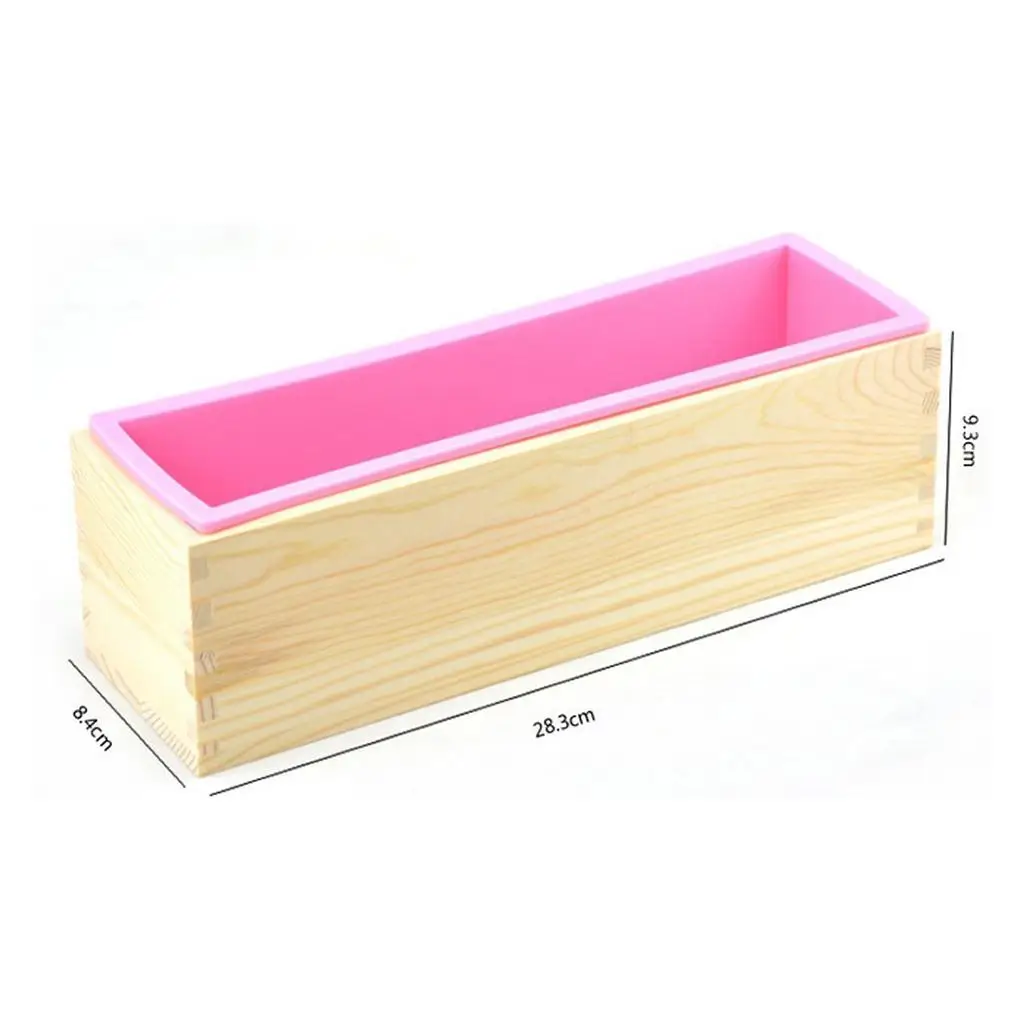 Wooden Soap Loaf Cutter + 2 Pieces Stainless Steel + Rectangle Silicone with DIY Soap Making Supplies