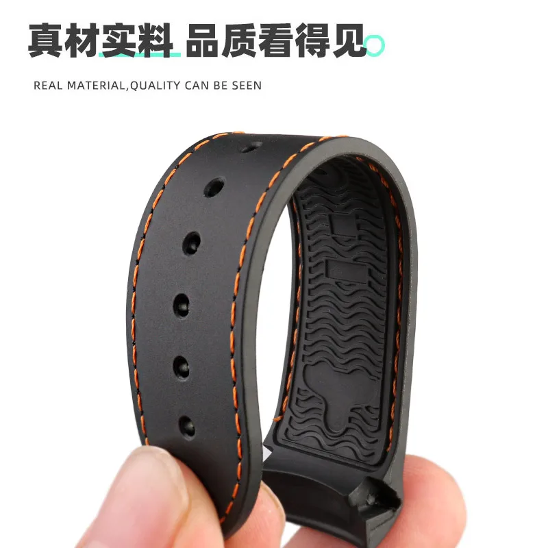 8 Color Curved End Rubber Silicone WatchBand 20mm 22mm For Omega Seamaster 300 A quarter orange Soft Speedmaster Strap Brand