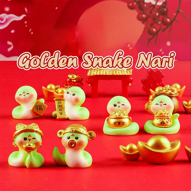 1PC Mini Snake Year New Year's Wealth Attraction Gifts Craft Small  DIY Decorations Desktop Snake Car Carrying Small Ornament