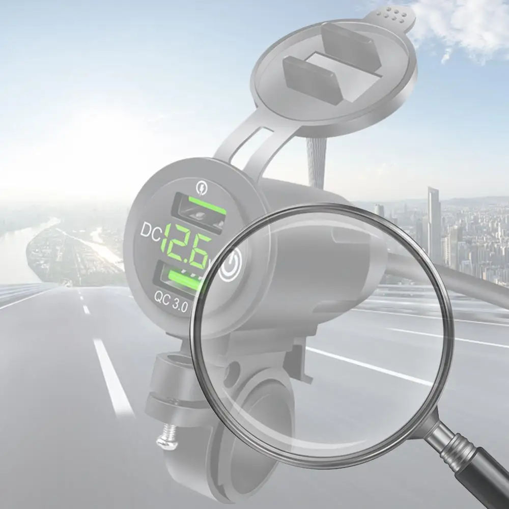 

Автомобильное зарядное устройство, быстрая зарядка QC3.0, зарядное устройство для мотоцикла с дисплеем напряжения, зарядное устройство для мобильных телефонов для мотоциклов, многофункциональная защита