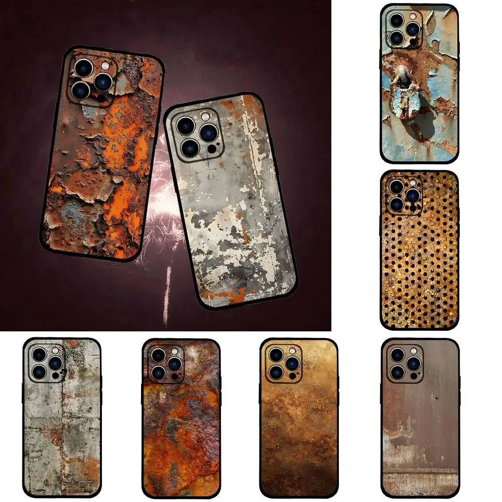 

Ржавый чехол для телефона в стиле ретро в индустриальном стиле для iPhone 17, 16, 15, 14, 13, 12, 11 PRO MAX PLUS, мини-ТПУ, мягкий, приятный для кожи чехол