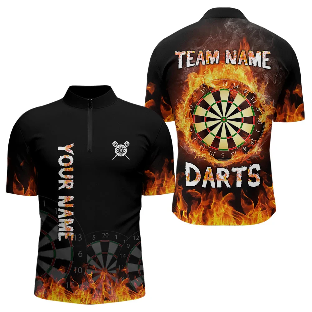 PLstar Cosmos' new personalized 3D printed red dart pattern polo shirt, unisex, casual team throwing sports series -1