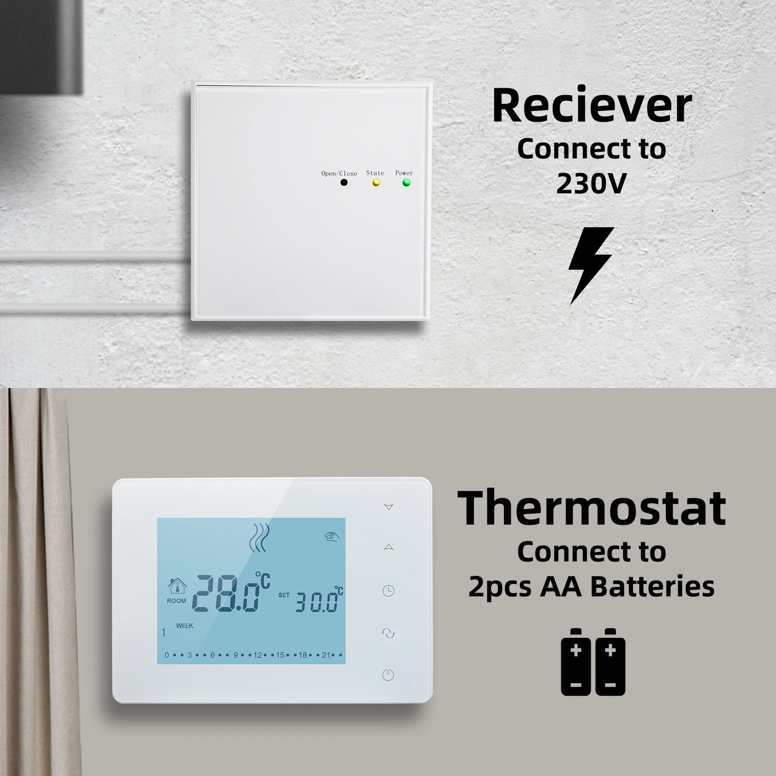 Beok Wireless or Wifi Smart Thermostat Regulator Gas Boiler Heating Weekly Programmable Temperature Controller Works with Alexa