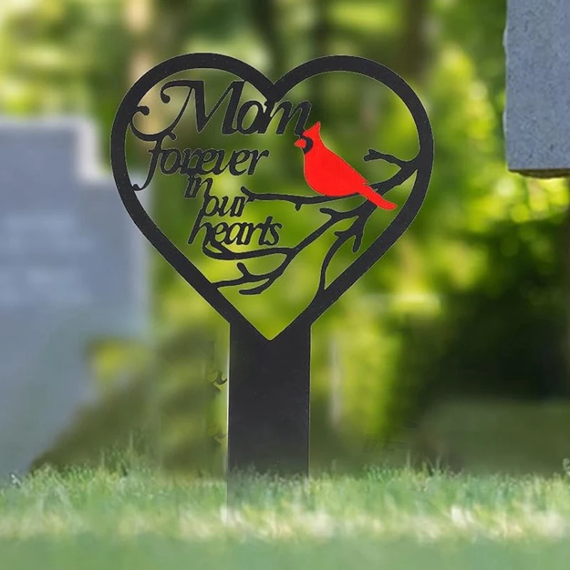 Memorial Grave Markers Heart Memorial Plaque Stake Sympathy Grave Markers Cemetery Cardinals Garden Stake Memorial