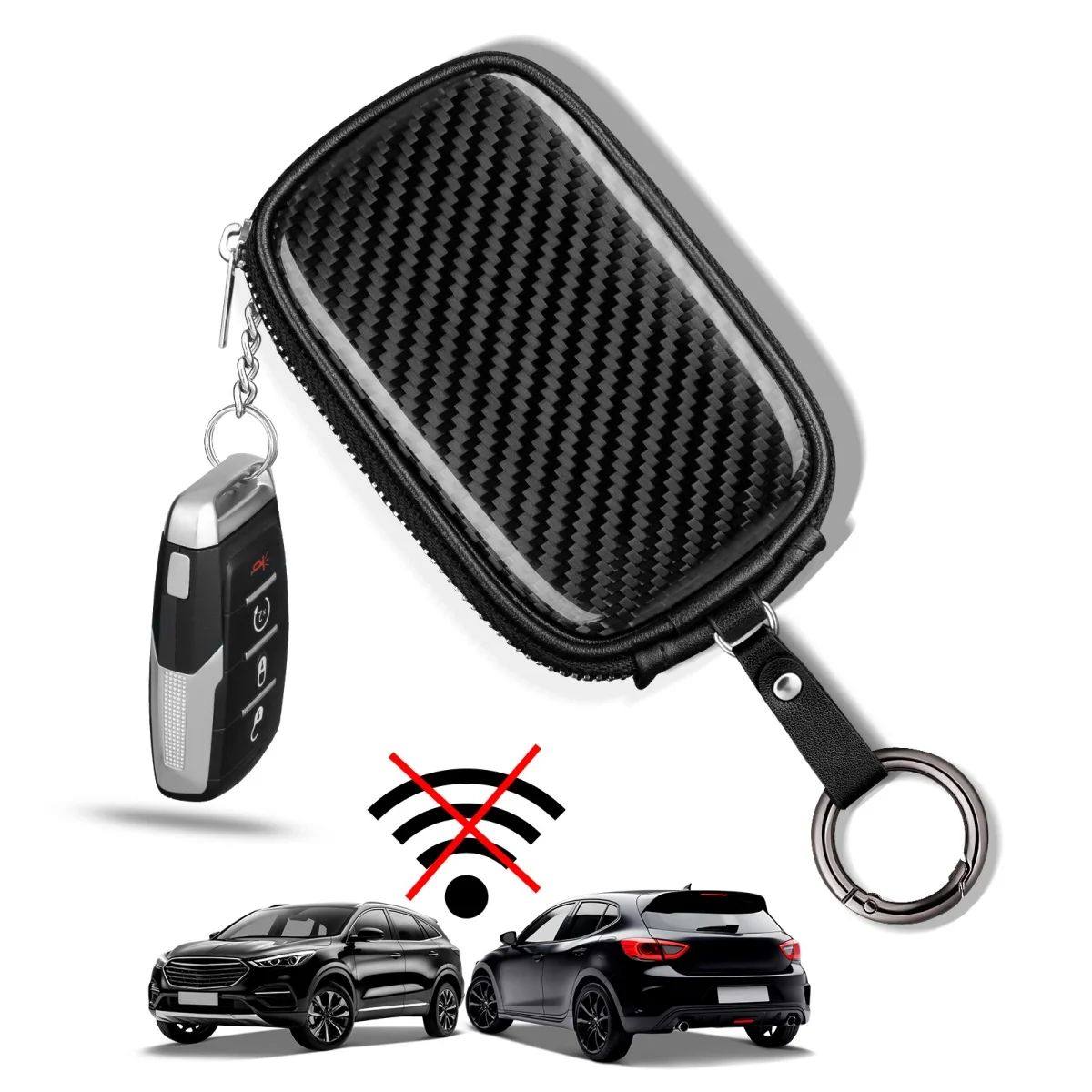 T-carbon Carbon Fiber Car Key Wallet Universal Key Fob Bag Protect From EMF, RFID, Car RFID Signal Blocking Key Fob Protector