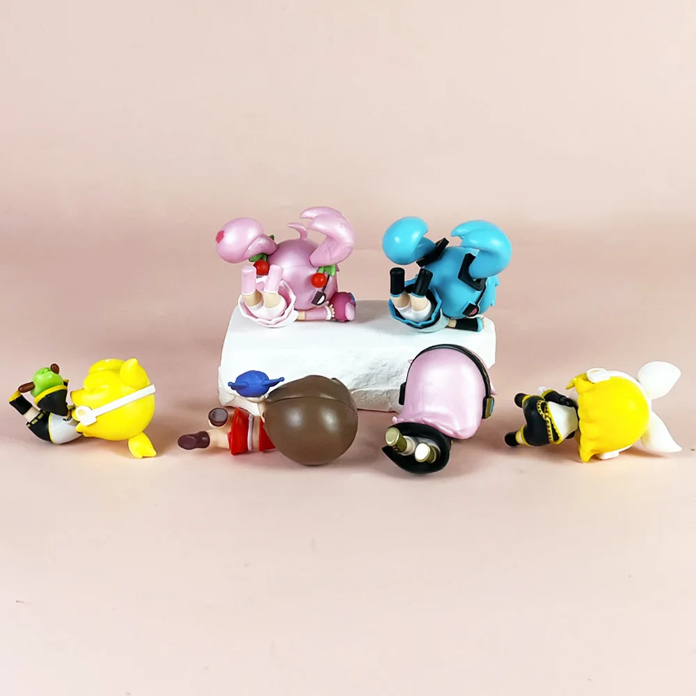 ใหม่ 6 ชิ้น/เซ็ต Hatsune Miku อะนิเมะสาว Fell Down Melody Miku รุ่นสะสมเครื่องประดับตกแต่งรถของขวัญของเล่นเด็ก