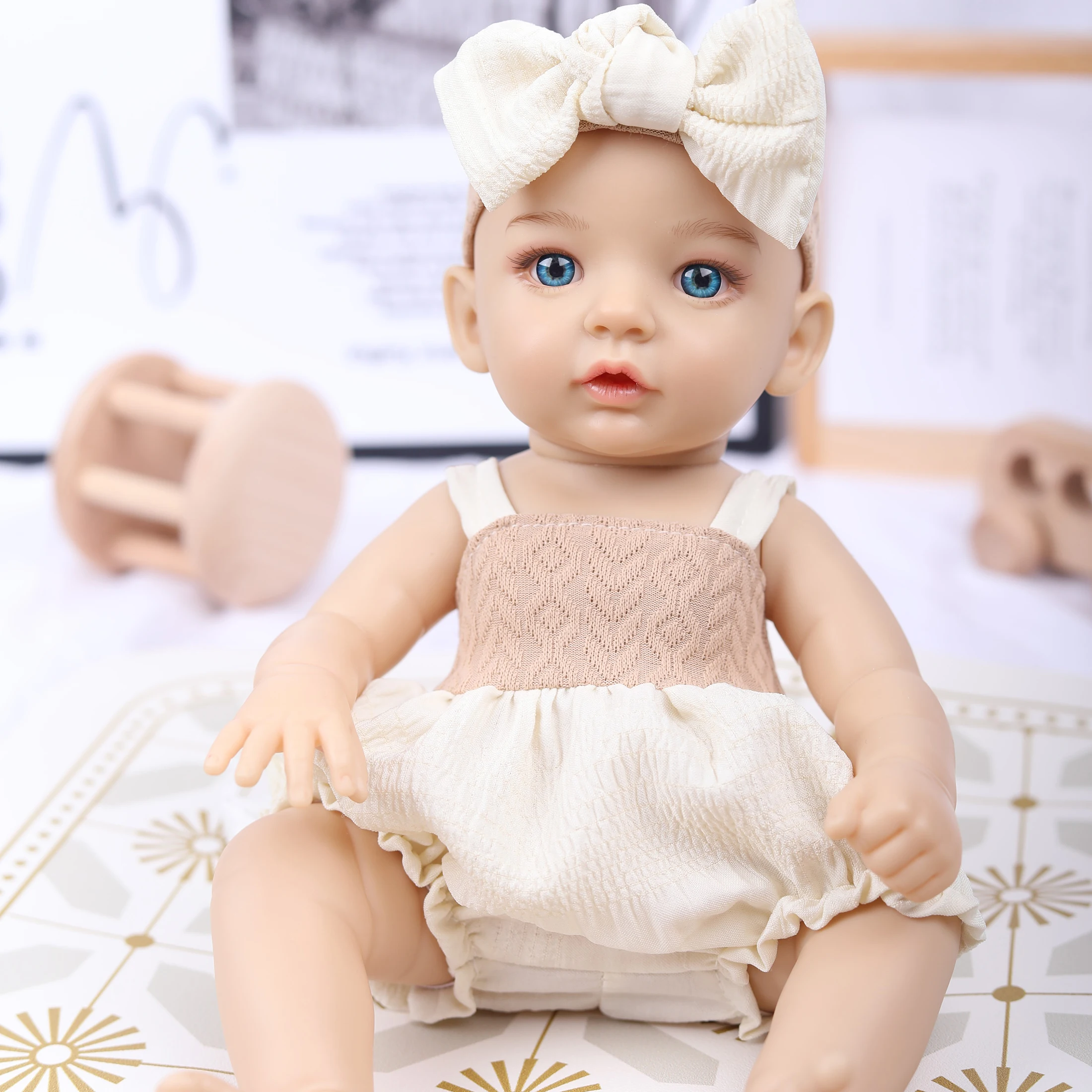 12 inch Mini Doll Look Like New Born Baby Soft Skin Cute Madeup Face With Pajamas Doll For 3-6 Kids Gift