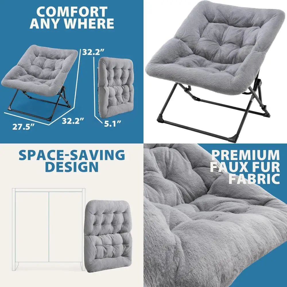 

Очень большое регулируемое кресло-шезлонг из серой ткани для гостиных, спален и общежитий