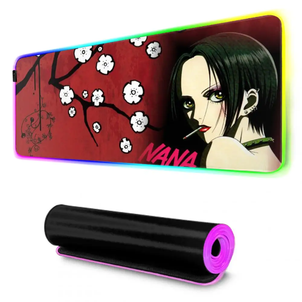 nana osaki Mouse Pad RGB Gaming Mousepad Big LED Pad PC Desk Mat Luminous Mouse Pad Large Keyboard Mats Table Rug With Backlit