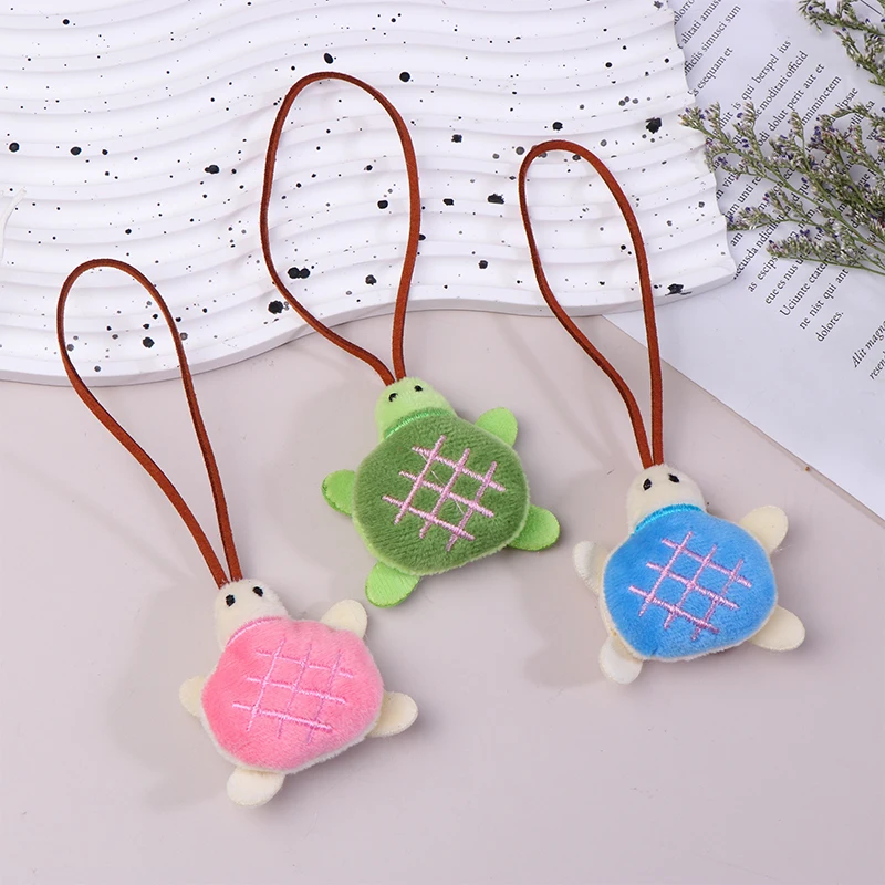 Cute Cartoon Turtle Plush Name Tag Keychain Anti-Lost Keyring Children Kawaii Stuffed Animal Doll School Bag Pendant