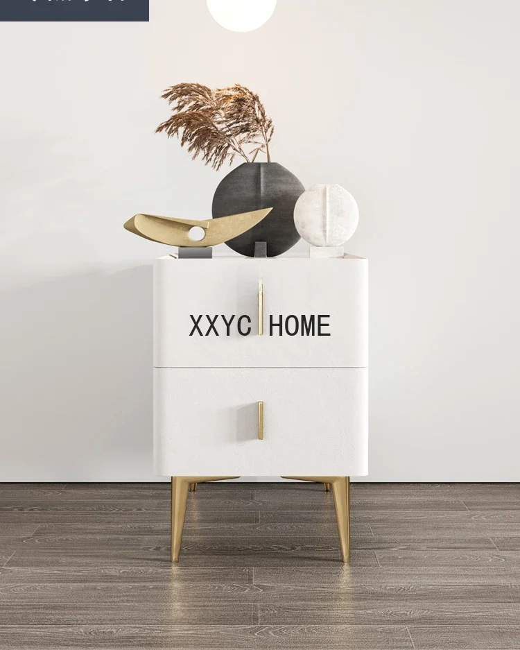 

Stone Plate Light Luxury White Bedside Table Simple Modern Storage Cabinet Mini Solid Wood Bedside Cabinet
