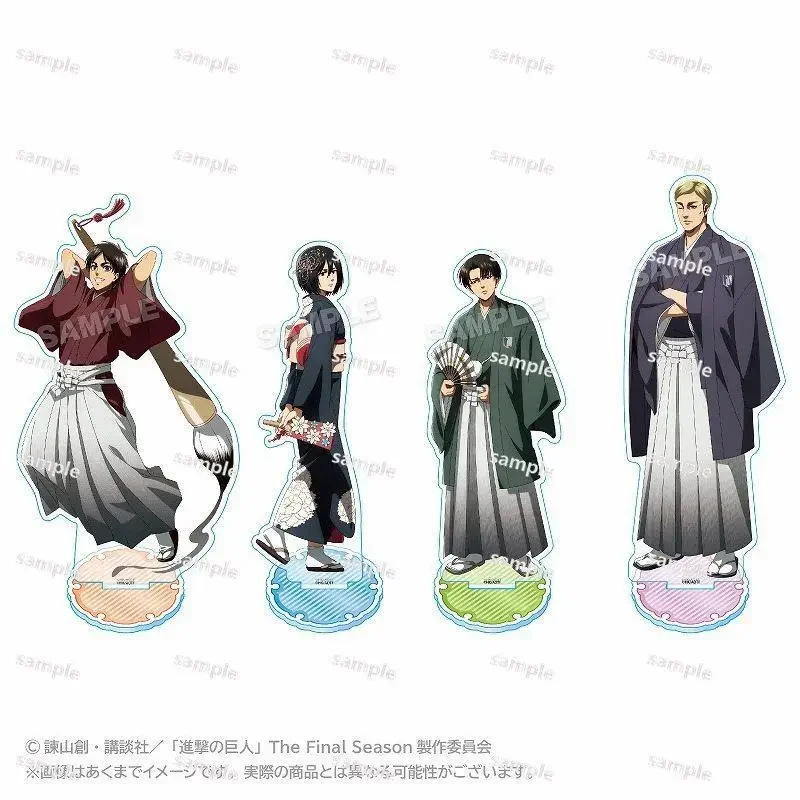 Anime Attack on Titan Anime Levi Eren Mikasa Ackerman Stella notas kimono figura de acción muñeca soporte acrílico modelo