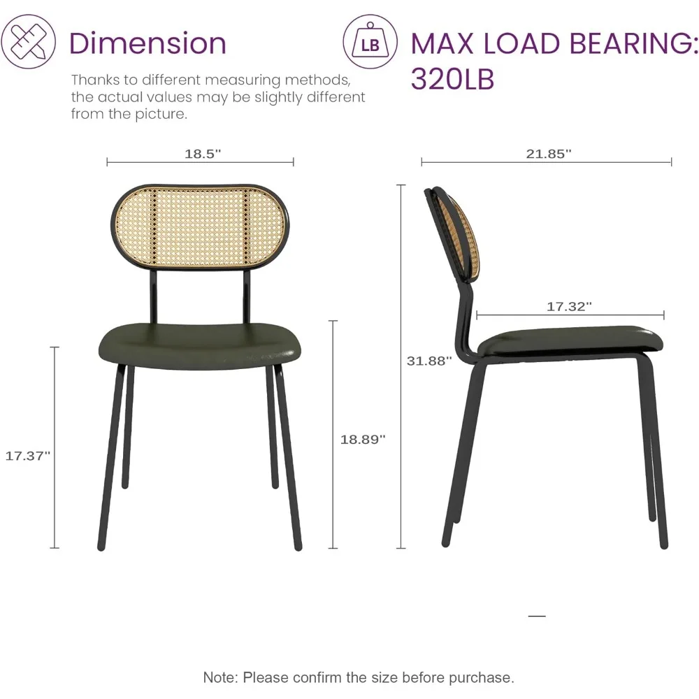 식사용 커피 의자, 등나무 주방 의자 4개 세트 GreenLeather Boho 식당 의자 Mid Century, 커피 의자