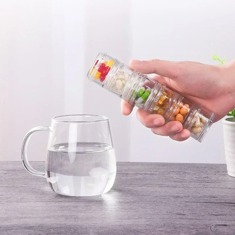 7 Colors Plastic Pill Case Organizer 7 Days Pill Box Weekly Tablet Holder Storage Organizer Container Case Pill Box Splitters
