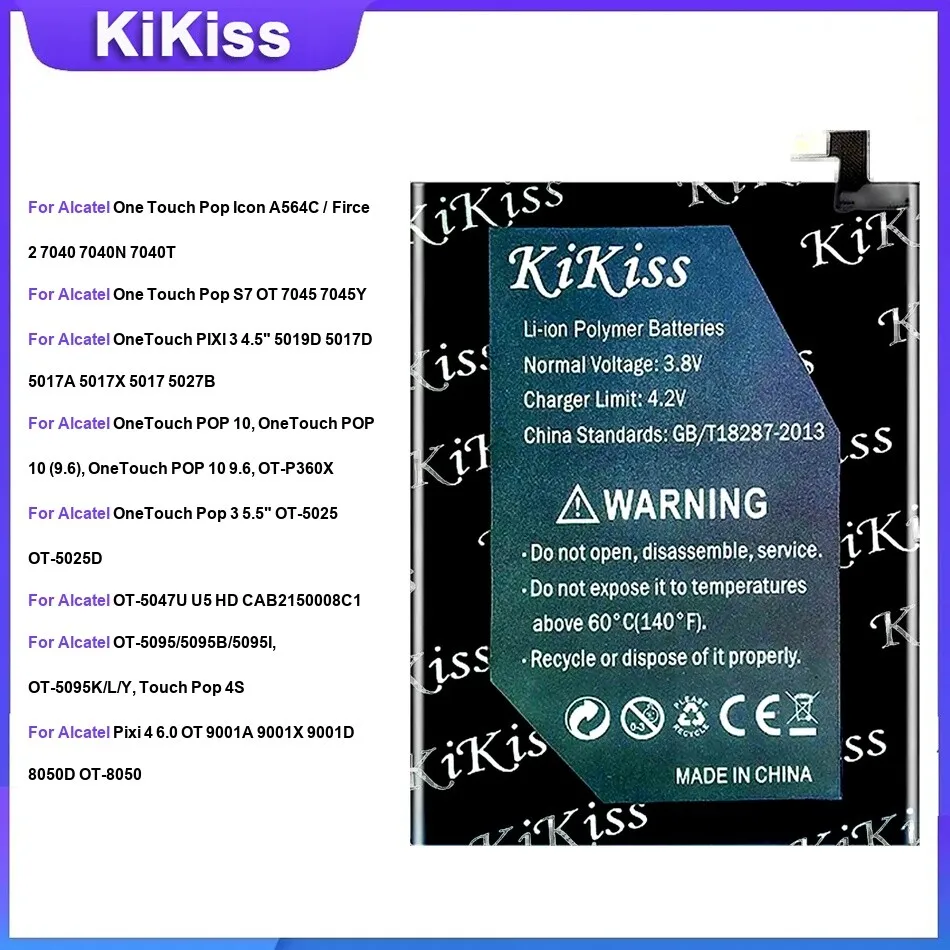 

Аккумулятор для Alcatel 5015D A564C 7045Y PIXI 3 4,5 дюйма OT-5025D OT-5047U OT-5095 Pixi 4/Plu 6.0 Tli021f7/Tlp025j1/Tlp053b1/TLP058A2