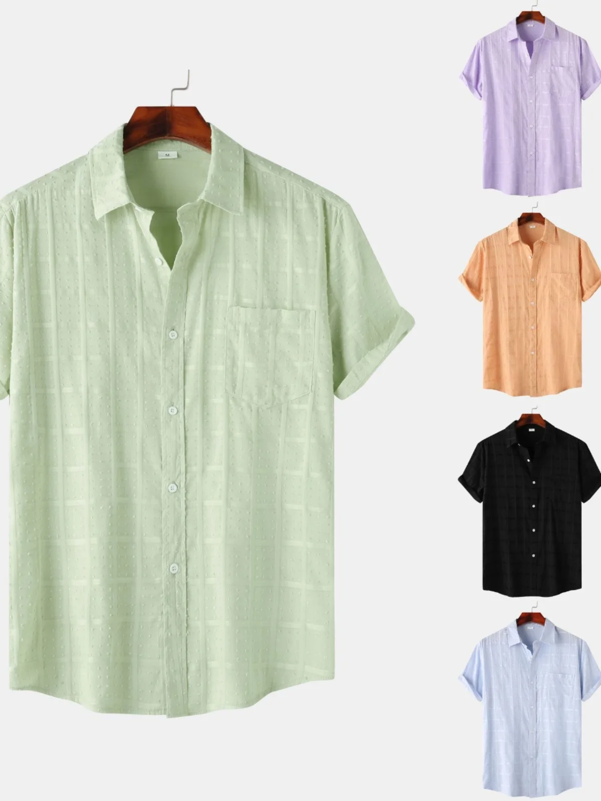 

Летний мужской однотонный повседневный кардиган с отложным воротником на одной пуговице, дышащий, свободного кроя