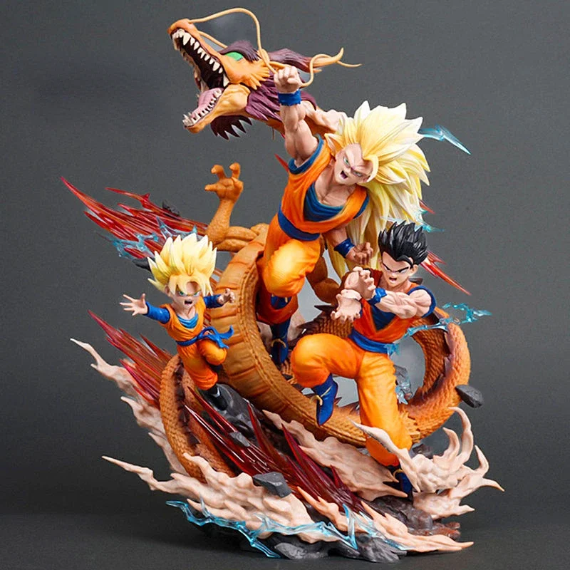 Dragon Ball Super Three Dragon Fist Goku Wufan Wutian Scene Action Figure PVC GK 28cm Model Perimeter Holiday Gifts