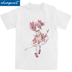 Camiseta de Anime Vintage Puella Magi Madoka Magica para hombre, de manga corta Camiseta de algodón con cuello redondo, Top de verano