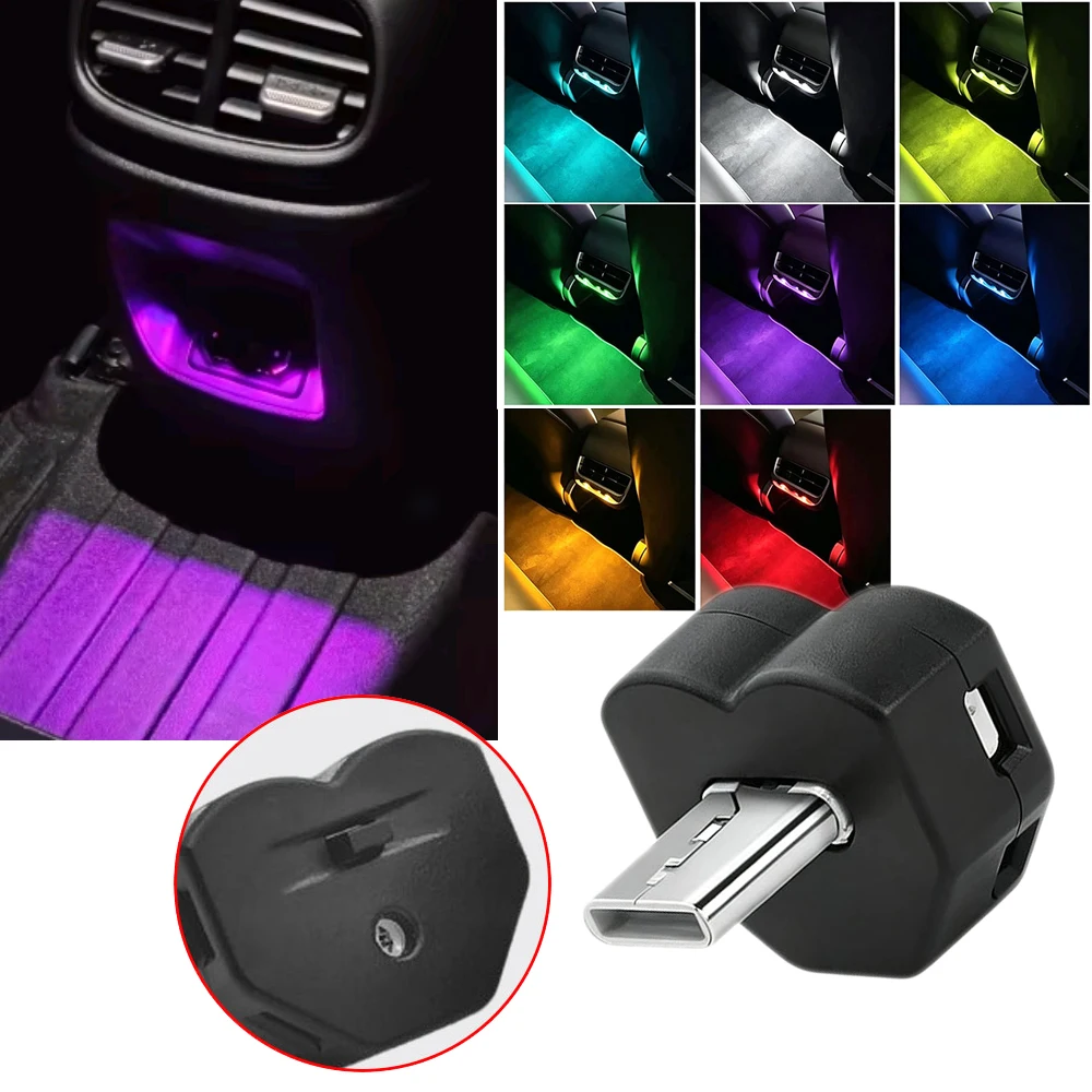 Type-C Auto Decorative Lamps Sensing RGB Ambient Night Light Adjustable Direction Car Vehicle  Interior Decoration USB Lamp
