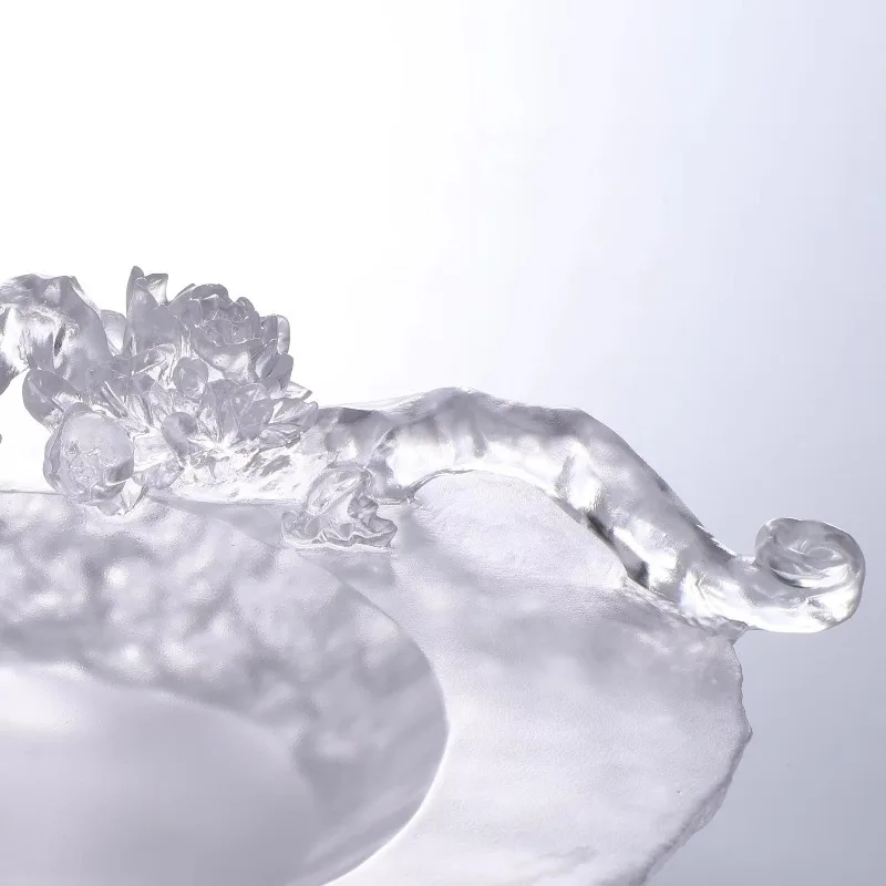 Emperor Peony Ruyi Round Tray Glazed Crystal Fruit Plate Richness Symbolizes Luxury Home Serving Platter