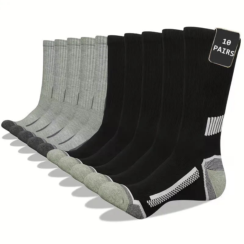 5/10 Pairs of Men's Striped Long Tube Sports Socks Breathable Fashionable Suitable for Basketball Training Outdoor Running Socks