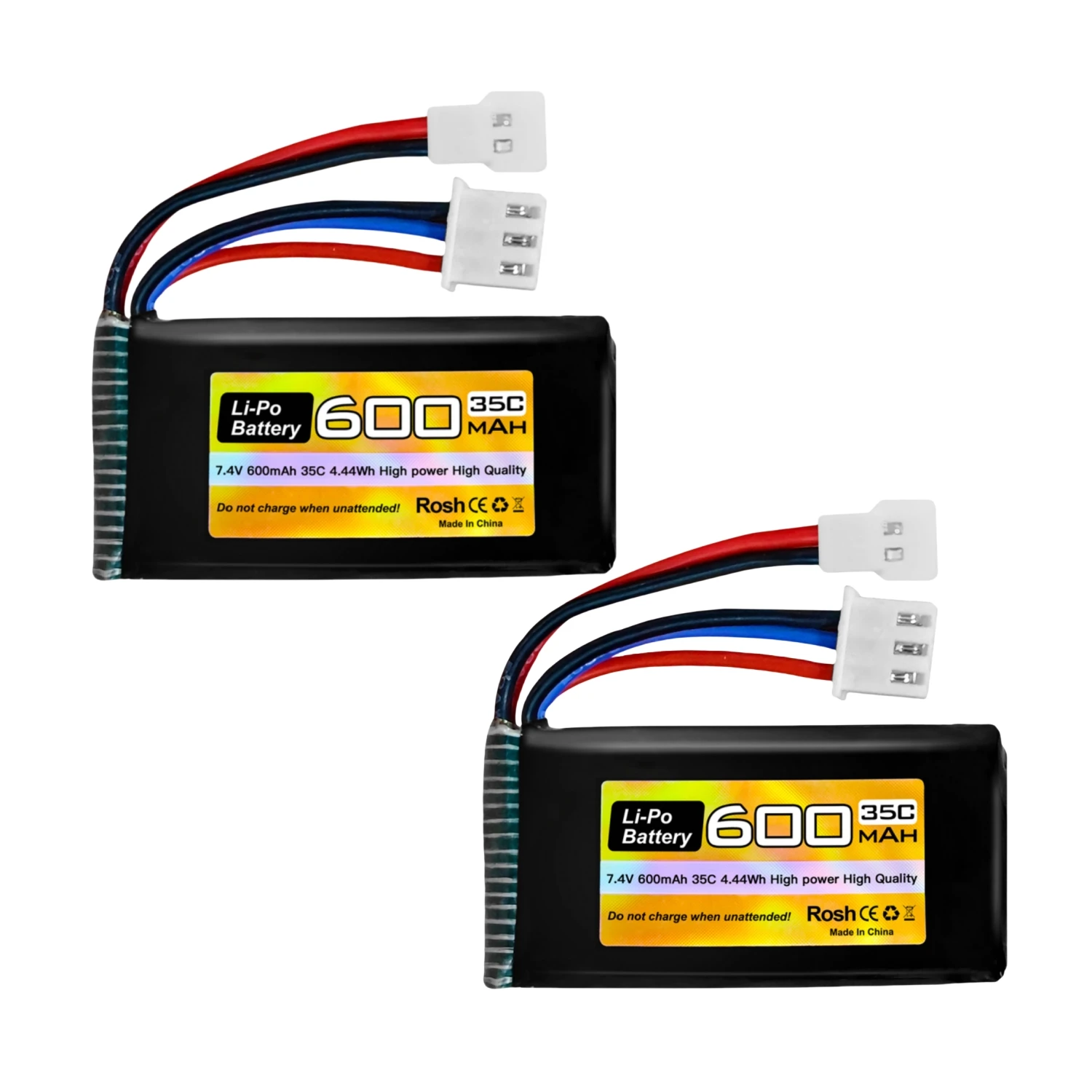2 batteries Lipo 7.4V 600mAh 35C 2S avec prise Molex pour voitures FMS FCX24 RC, véhicule d'escalade électrique télécommandé