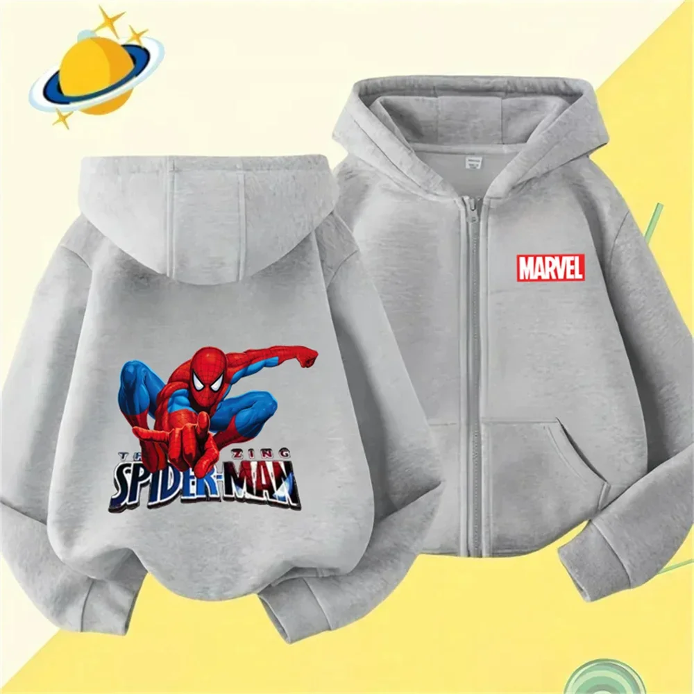 Marvel Spider-Man Children's Sports Brand Hoodie Boys and Girls Fashion Outdoor Zipper Shirt Spring and Autumn Warm Printed Top