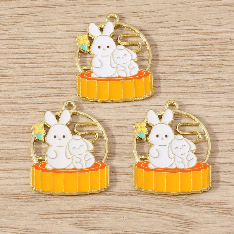 10 Stück Mix Cartoon Tier Kaninchen Charms Emaille Mid-Autumn Festival Charms Anhänger für Schmuckherstellung DIY Ohrringe Halsketten Geschenk – Detail 9