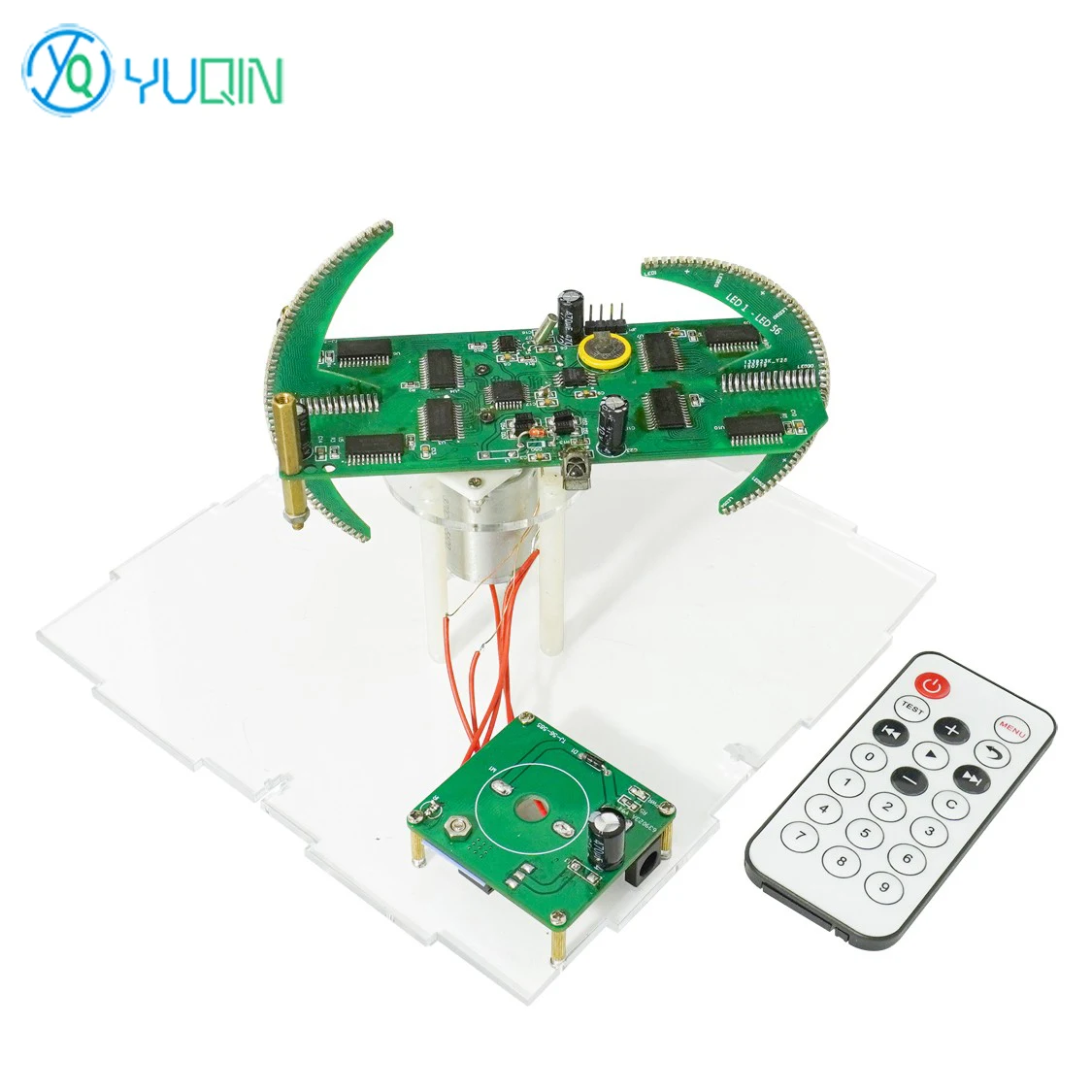 Dual Axis Spherical Rotating LED Kit Colorful Clock Display Remote Control Microcontroller DIY Electronic Production Parts