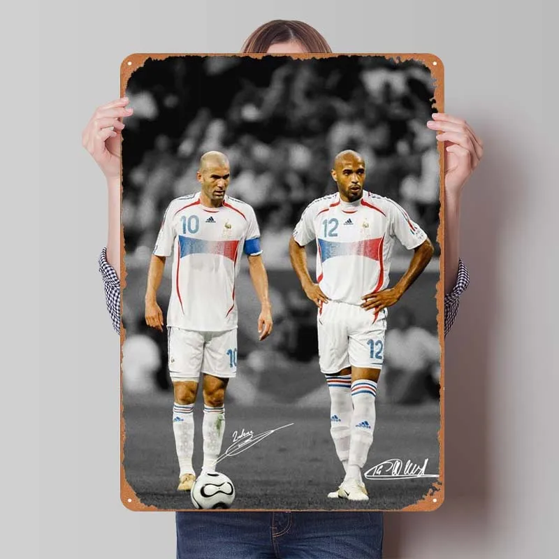 Металлический плакат Zidane & Henry, футбольные спортивные металлические знаки, мужская пещера, жестяная вывеска на заказ для настенного художественного украшения, декор для комнаты