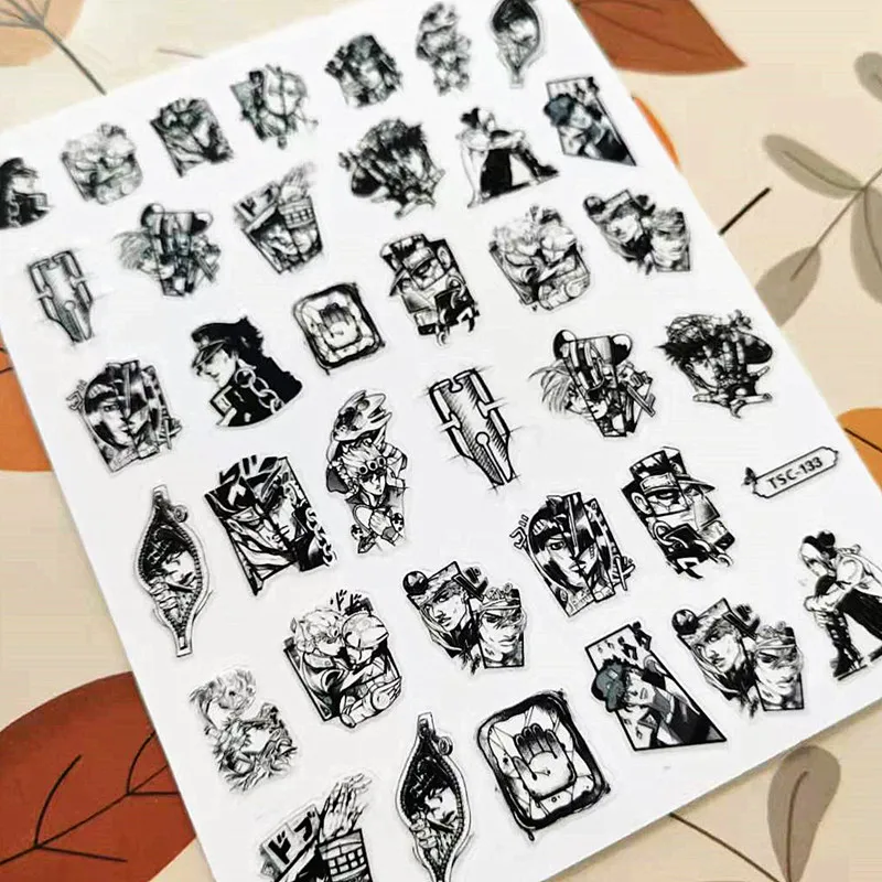 Anime JoJos Bizarre Adwenture Design 3D Decoration Sliders DIY Back Glue Self Adhesive  Nail Art Sticker TSC 133