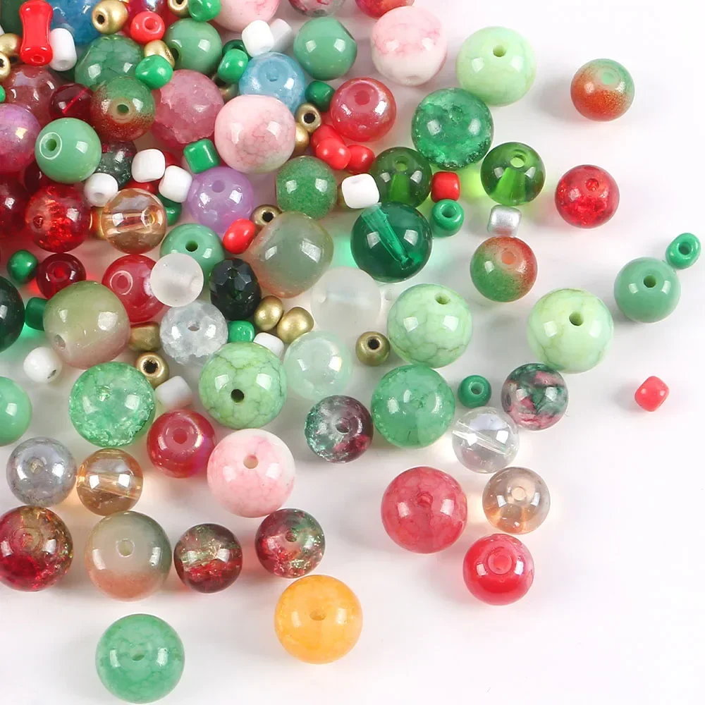 20g Glass Beads Round Gradient AB Bicolor  Spacer Bead for Making DIY Jewelry Bracelet Necklace Handcraft Accessories