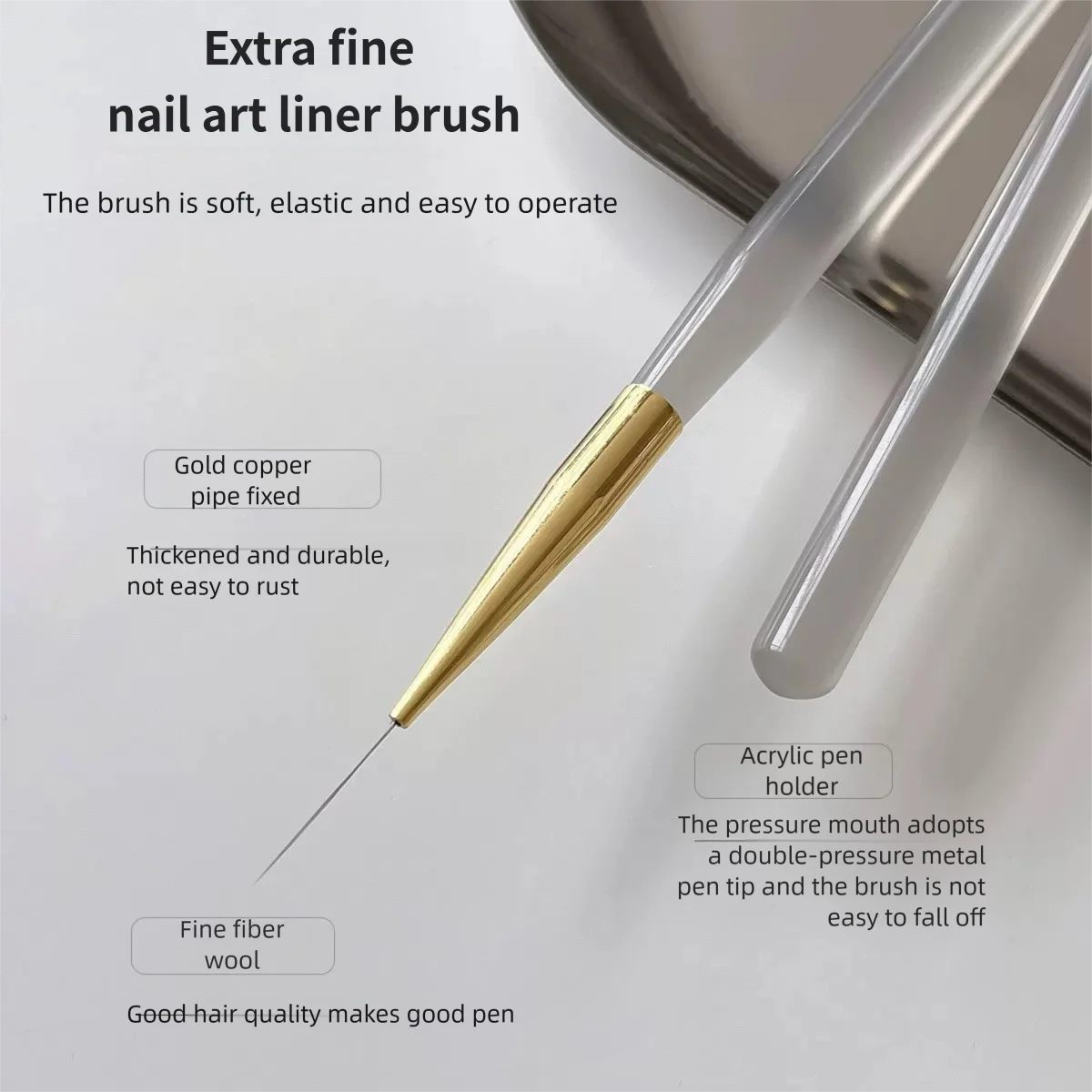 5Pcs Nail Art Liner Brushes Set Fine Line Thin Detail Drawing Brush Striping Brush for Gel Nail Polish French Manicure DIY