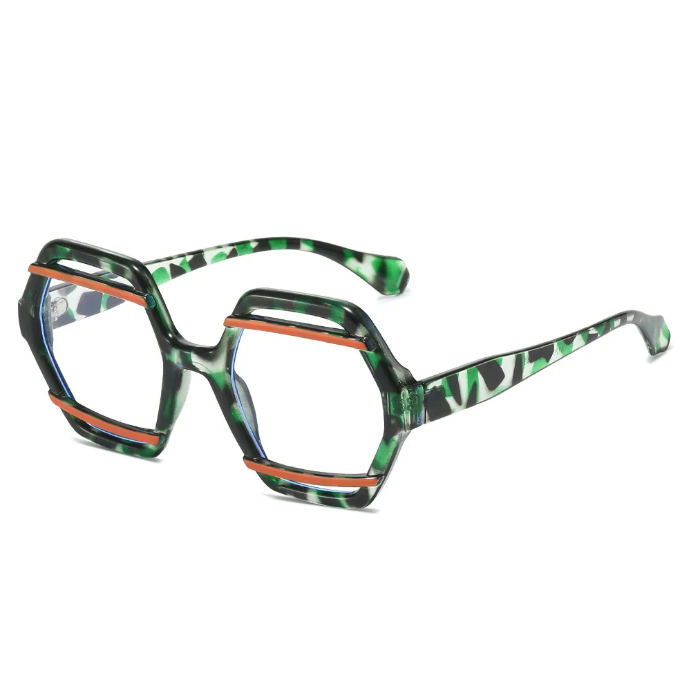 

UnisexOversizedHexagonalHollow Sunglasses Stripe Pattern Tortoise Retro Polygon Anti Blue Light Modern Geometric Fashion Eyewear