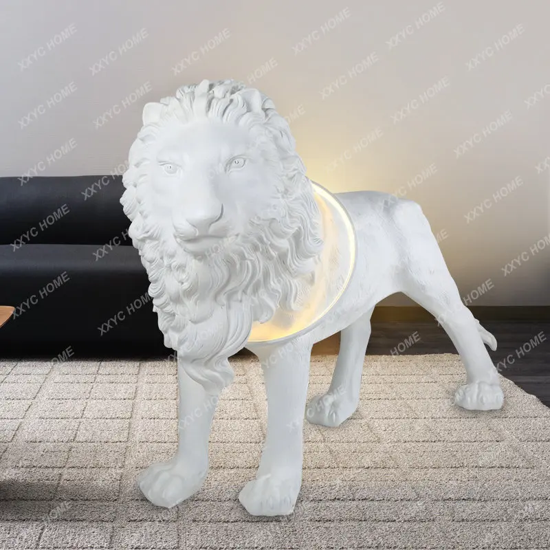 

Post-Modern Lion Sculpture Floor Lamp Modern Living Room Large LED Lamp Villa Hotel Sample Room Lamps