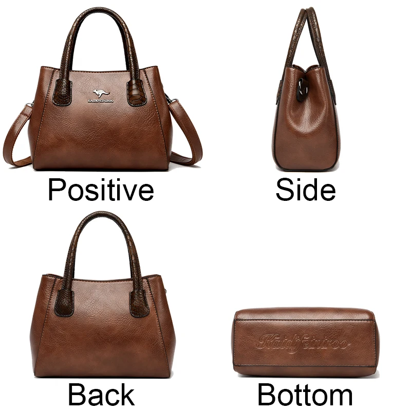 Women Top-Handle Bag High Quality Leather Laidies Handbags Purses Luxury Designer Bags Genuine Vintage Shoulder Messenger Sac