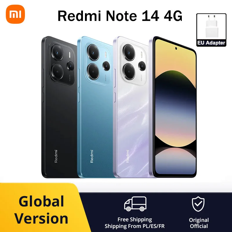 Xiaomi Redmi Note 14 Global Version Smartphone 128 Go/256 Go Dean MediaTek Helio G99-Ultra 33w120hz AMOLED 108MP 5500mAh Xiaomi Redmi Note 14 Global Version Smartphone 128 Go/256 Go Dean MediaTek Helio G99-Ultra 33w120hz AMOLED 108MP 5500mAh