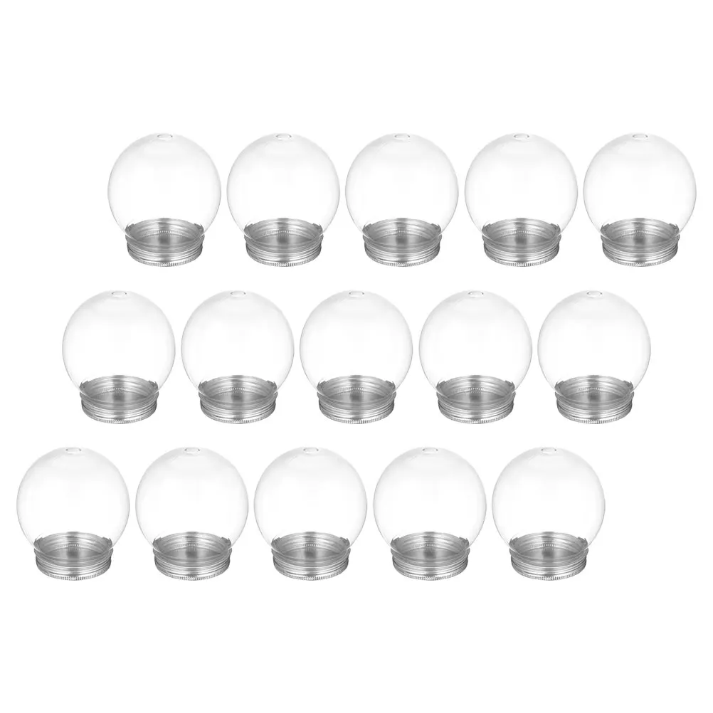 

15pcs Plastic Ball Candy Jar Diy Snow Globe Craft Kit For Holiday Party Favors Fillable Clear Globe Winter Decor