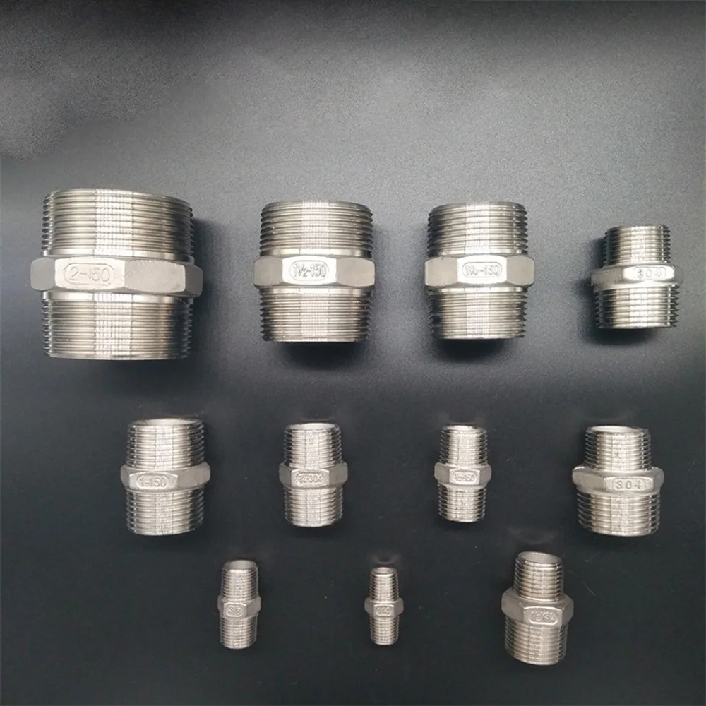 

1/4" 3/8" 1/2" 3/4" 1" to 2" BSPT Euqal Male Hex Nipple 316 Stainless Steel Pipe Fitting Water Gas Oil