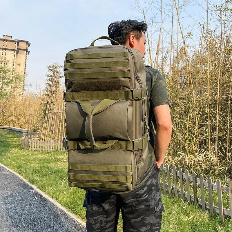 Large capacity hiking bag, luggage bag, multi-functional backpack, leisure travel bag, dual-use luggage bag for men