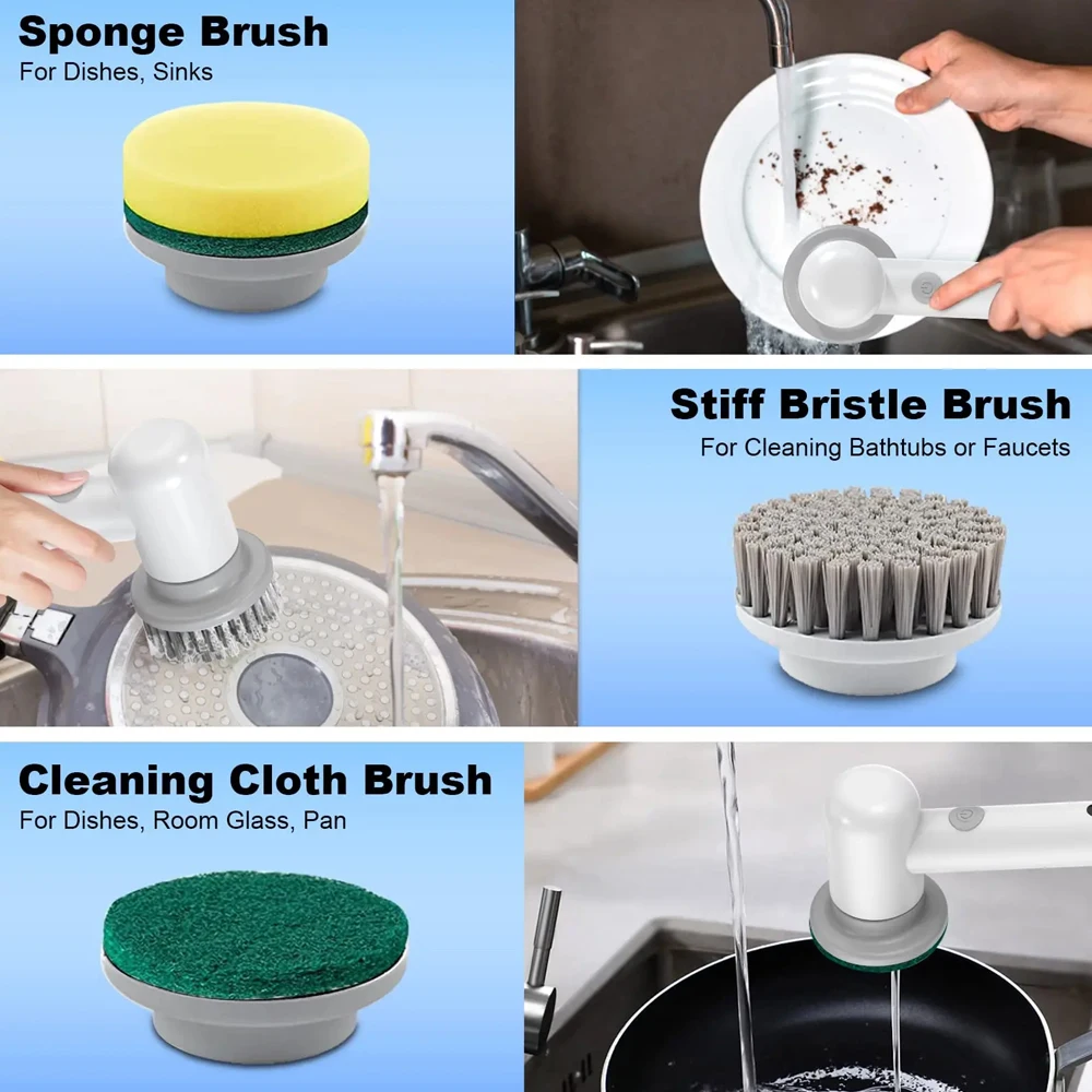 Electric Cleaning Brush Housework Kitchen Dishwashing Brush Bathtub Tile Professional Cleaning Brush USB Charging Waterproof