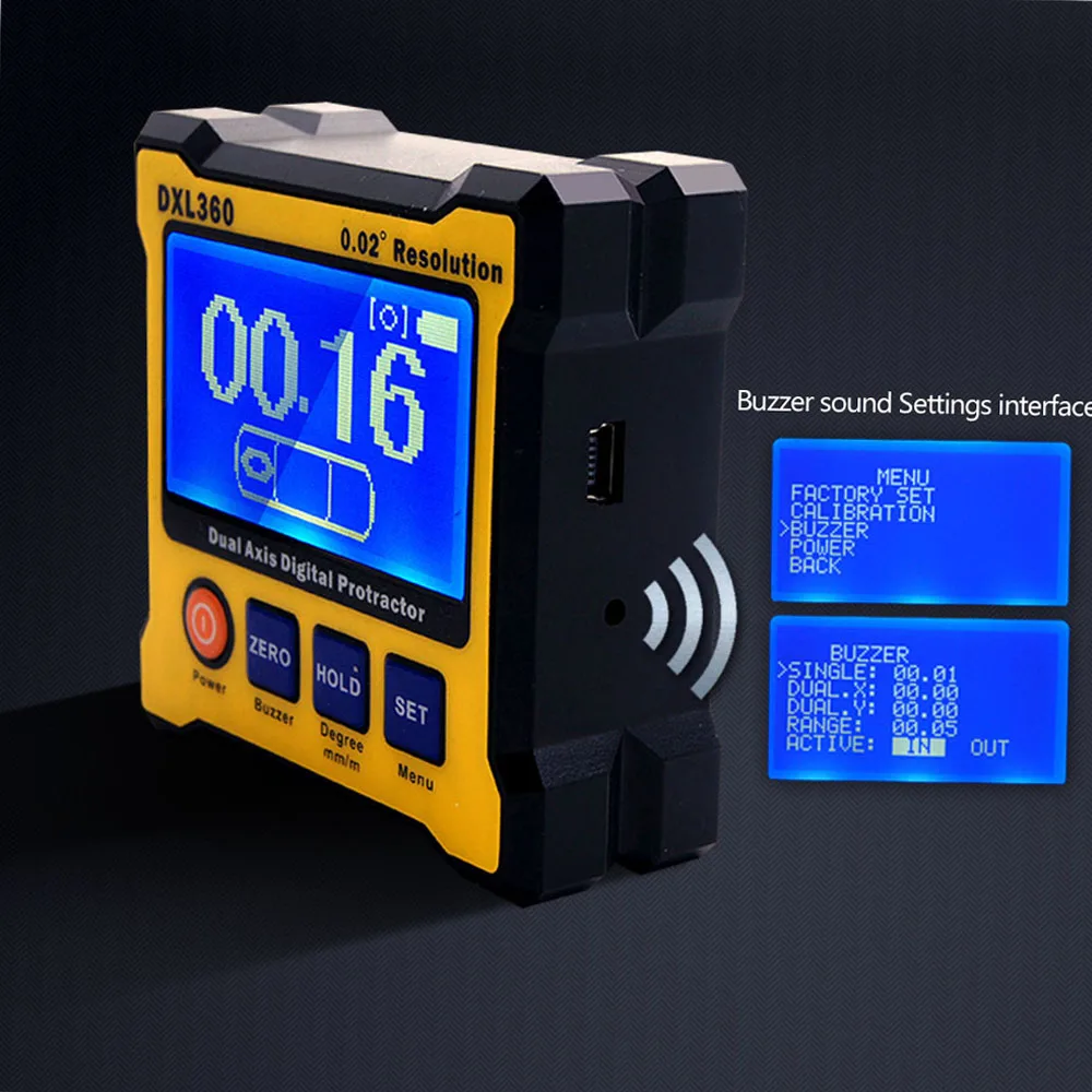 

DXL360S Профессиональный двухосевой цифровой дисплей Уровень Двухосевой цифровой угловой транспортир с 5-сторонним магнитным основанием