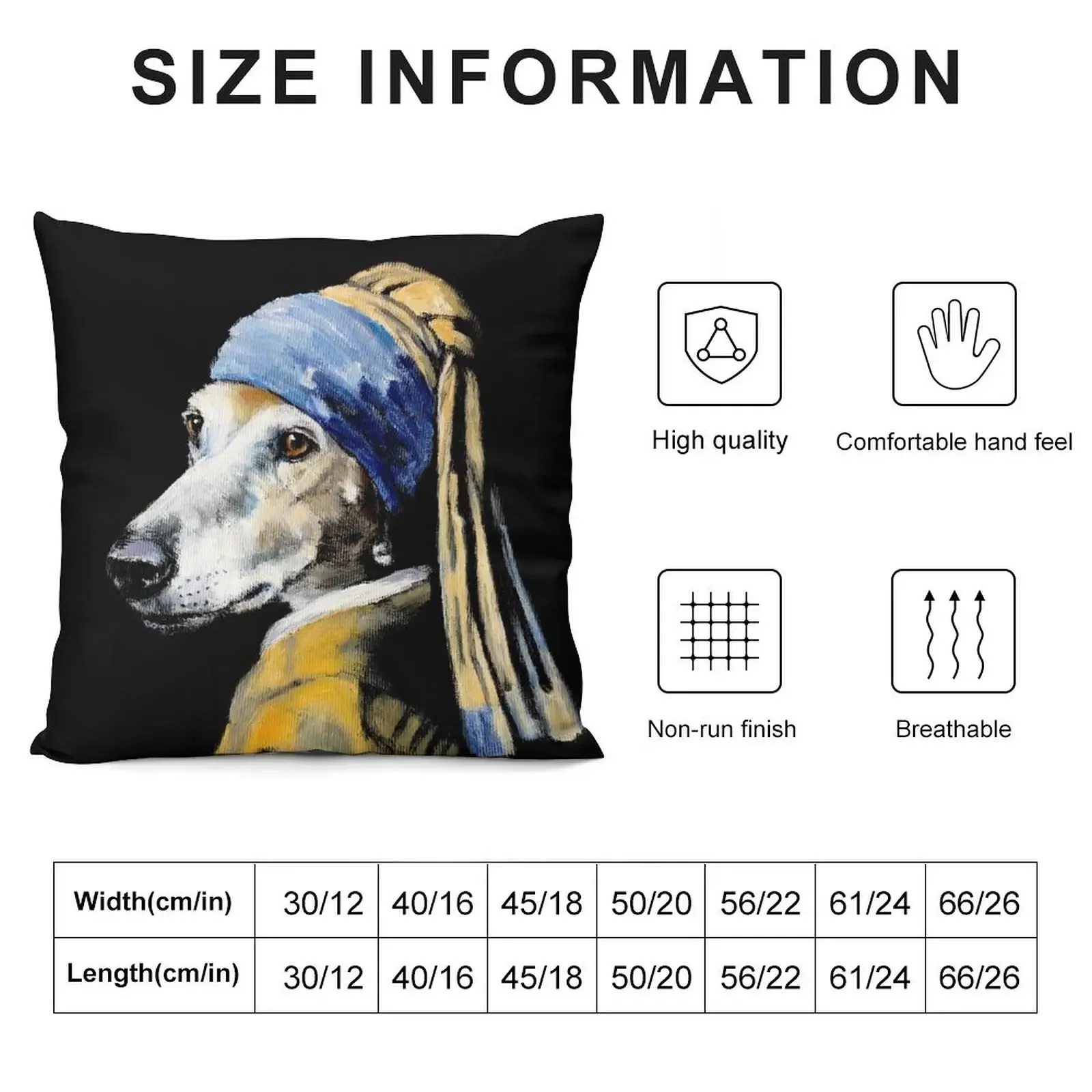 Galgo with a Pearl Earring, Brindle Greyhound Vermeer Art Throw Pillow christmas ornaments 2025 Marble Cushion Cover pillow