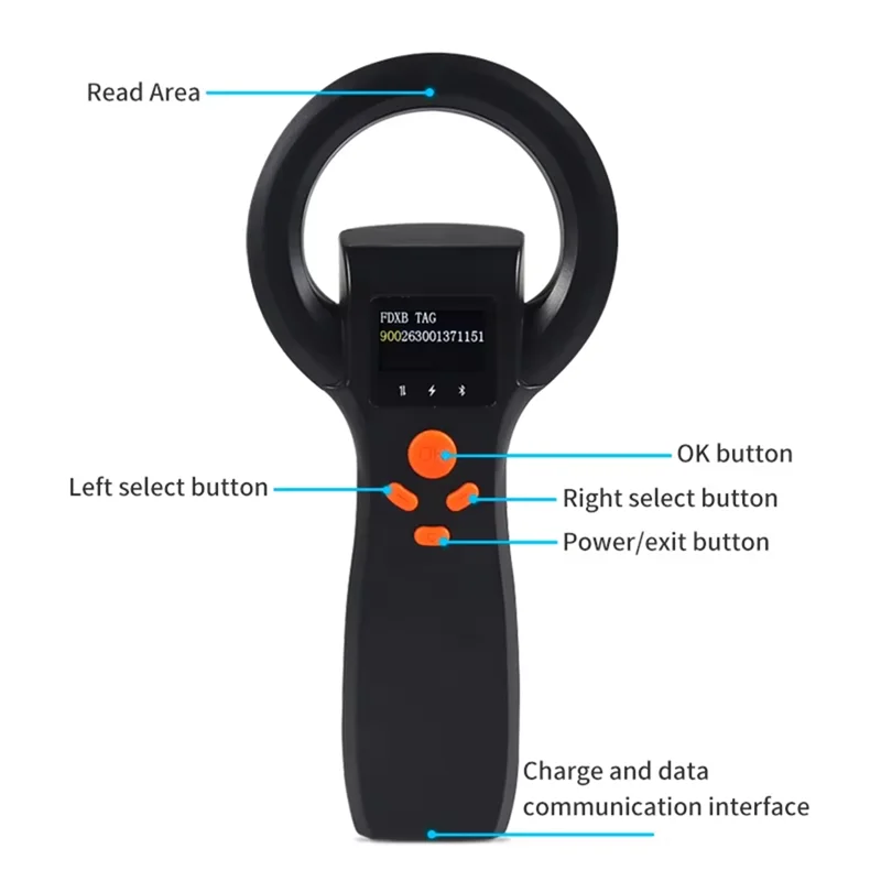 Neu-Animal Tag Reader USB und BT Haustier-Mikrochip-Scanner 134,2 kHz RFID-Tierleser 134,2 kHz RFID-Tierleser Mikrochip-Scanner