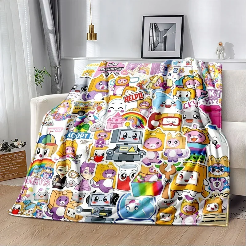 3D Printed Baby Blanket Happy Rocky and Foxy and Boxy Lankybox Soft Plush Flannel Babes Carpet for Living Room Bedroom Bed Sofa