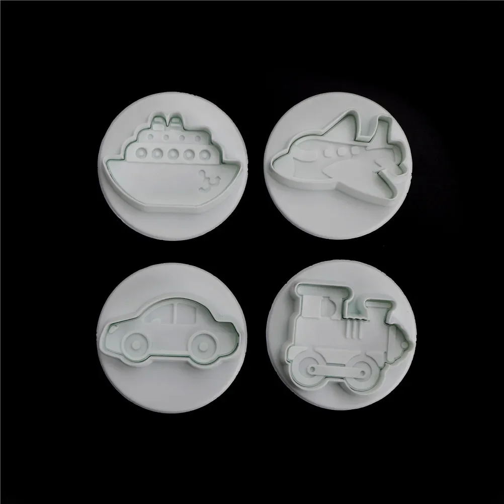 4PCS/LOT Armored Car Missile Vehicle,Tank, Sample Plastic Cookie Cutter, Fondant Cake Decorating DIY Molds  Tools,