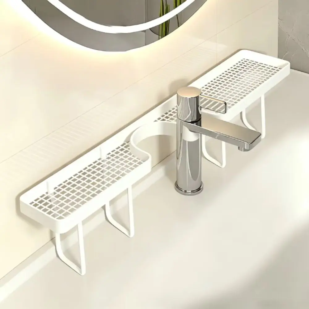 No-Drill Bathroom Storage Rack Rustproof Space Saving Faucet Sink Shelf Water Drainage Large Capacity Sink Drying Rack