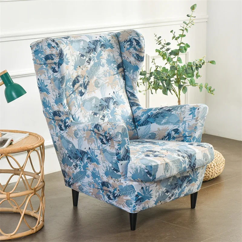 Pastorale Wing Chair Cover Stretch Spandex Fauteuil Cover Kleurrijke Relax Sofa Covers Met Zitkussen Covers Voetenbank Hoes