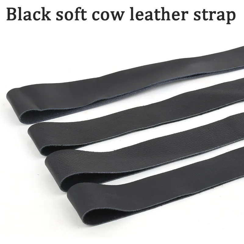 طبقة علوية سوداء من جلد البقر الأصلي بشريط 1.2 مم متفوقا من جلد البقر الرقيق مصنوع يدويًا حقيبة ذاتية الصنع مع إكسسوارات الملابس من الجلد الناعم #1